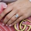 3.5 CT Emerald Cut Hidden Halo Moissanite Engagement Ring in 18K Rose Gold