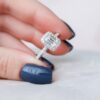 1.0CT Emerald Cut Halo Moissanite Engagement Ring