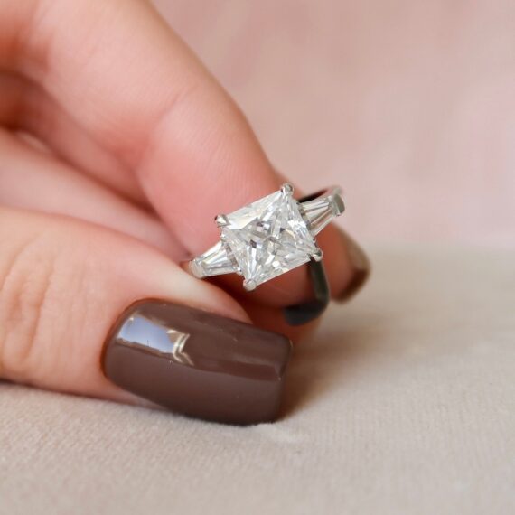 3 CT Princess Cut Moissanite Engagement Ring