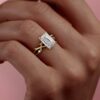 2.0CT Emerald Cut Moissanite Branches Engagement Ring