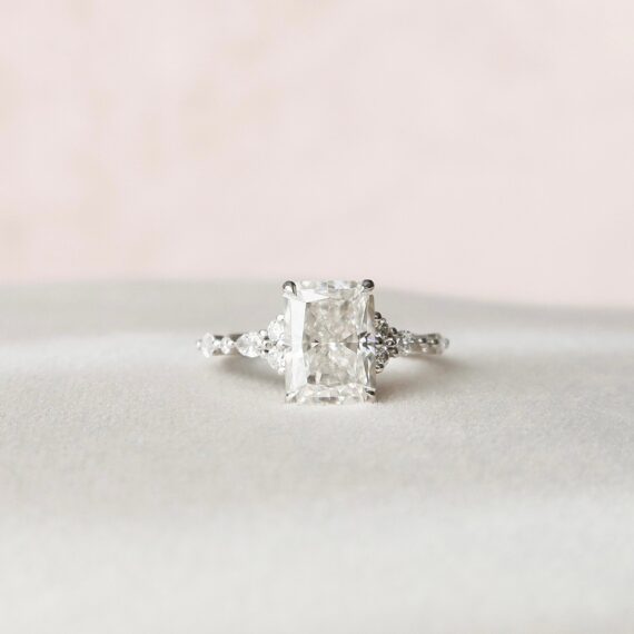 3.50 CT Radiant Cut Cluster Moissanite Engagement Ring