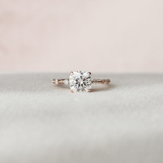 2.0CT Cushion Cut Moissanite Pave Engagement Ring