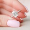 2.62CT Emerald Cut Hidden Halo Pave Moissanite Engagement Ring