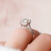3.0CT Cushion Cut Moissanite Cathedral Set Engagement Ring
