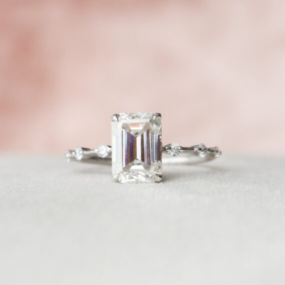 2.50CT Emerald Cut Moissanite Engagement Ring