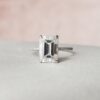 5.21CT Emerald Cut Moissanite Hidden Halo Engagement Ring