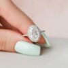 2.50CT Oval Cut Moissanite Diamond Halo Engagement Ring