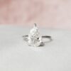 3.0CT Pear Cut Solitaire Hidden Halo Moissanite Engagement Ring