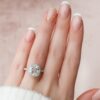 4.0CT Cushion Cut Cathedral Halo Moissanite Pave Engagement Ring
