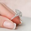 3.0CT Pear Shaped Halo Moissanite Diamond Engagement Ring