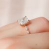 2.5 CT Elongated Cushion Cut Moissanite Pave Engagement Ring
