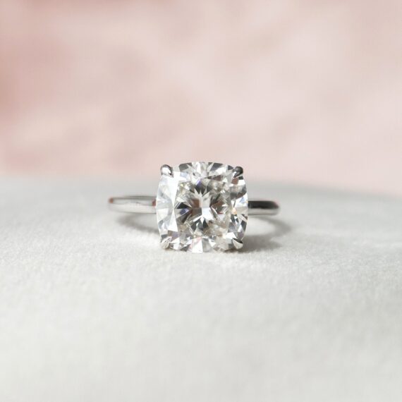 3.0CT Cushion Cut Moissanite Cathedral Set Engagement Ring