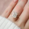 4.50CT Elongated Cushion Cut Hidden Halo Moissanite Engagement Ring