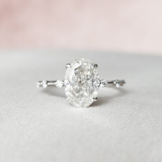 3.0CT Oval Cut Vintage Inspired Moissanite Engagement Ring