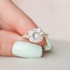 3.0CT Cushion Cut Moissanite Cluster Engagement Ring