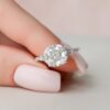 3.0CT Cushion Cut Moissanite Pave Engagement Ring