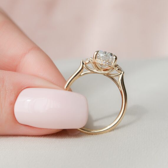 1.80CT Pear Cut Three Stone Moissanite Diamond Engagement Ring