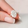 5.0CT Oval 3 Side Pave Moissanite Engagement Ring