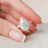 3.0CT Pear Shaped Halo Moissanite Diamond Engagement Ring