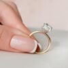 4 CT Cushion Cut Elongated Moissanite Hidden Halo Engagement Ring