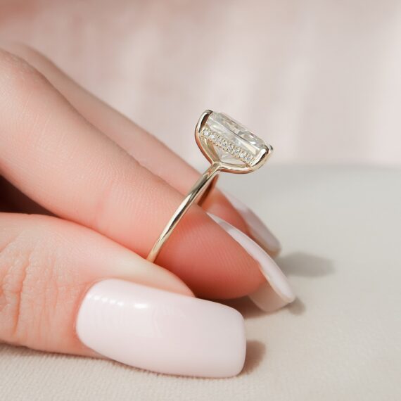 3.50CT Radiant Cut Hidden Halo Diamond Pave Setting Moissanite Engagement Ring