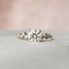 1.0 CT Round Cut Moissanite Cluster Engagement Ring