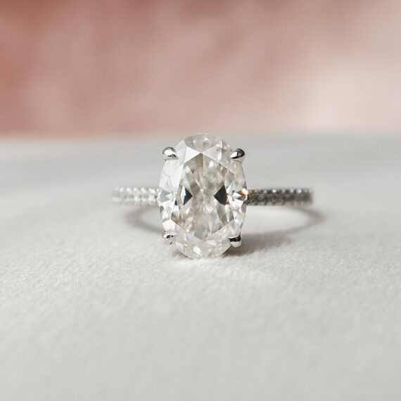 3 CT Oval Cut Hidden Halo Moissanite Engagement Ring