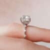4.0CT Cushion Cut Solitaire Moissanite Pave Engagement Ring