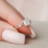 1.0CT Cushion Cut Twig Branch Moissanite Engagement Ring