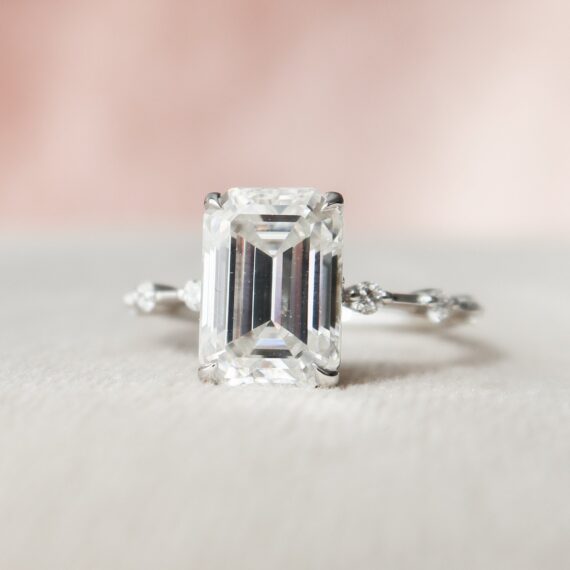 3.0CT Emerald Cut Solitaire Moissanite Engagement Ring