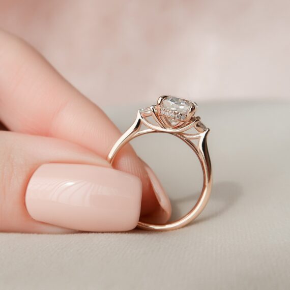 2.0CT Oval Cut Three Stone Moissanite Diamond Engagement Ring
