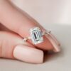3.0CT Emerald Cut Solitaire Moissanite Engagement Ring