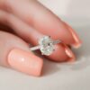 2.0CT Oval Cut Hidden Halo Moissanite Engagement Ring