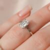 1.50CT Emerald Cut Hidden Halo Moissanite Engagement Ring