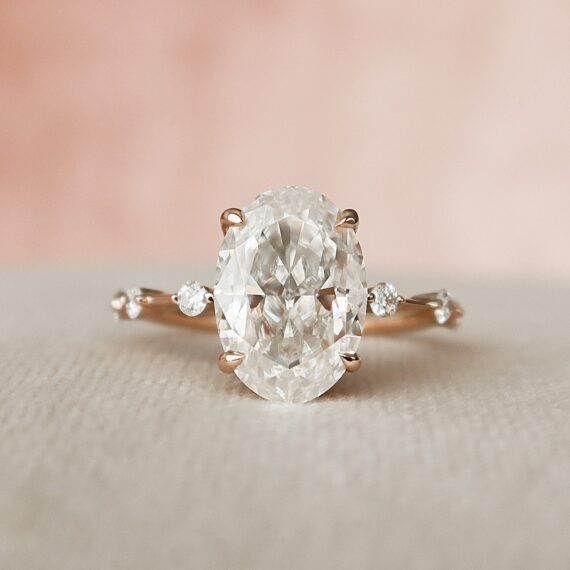 3.0CT Oval Cut Vintage Inspired Moissanite Engagement Ring
