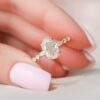 2.0CT Oval Cut Moissanite Hidden Halo Engagement Ring