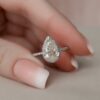 1.80CT Pear Shaped Halo Moissanite Solitaire Engagement Ring