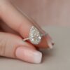 1.80CT Pear Shaped Halo Moissanite Solitaire Engagement Ring