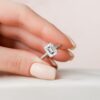 2.62CT Emerald Cut Hidden Halo Moissanite Engagement Ring