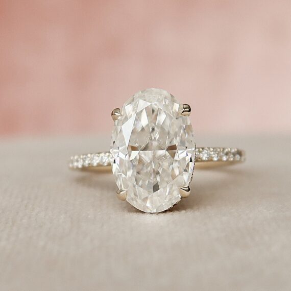 3.50CT Oval Cut Hidden Halo Moissanite Engagement Ring