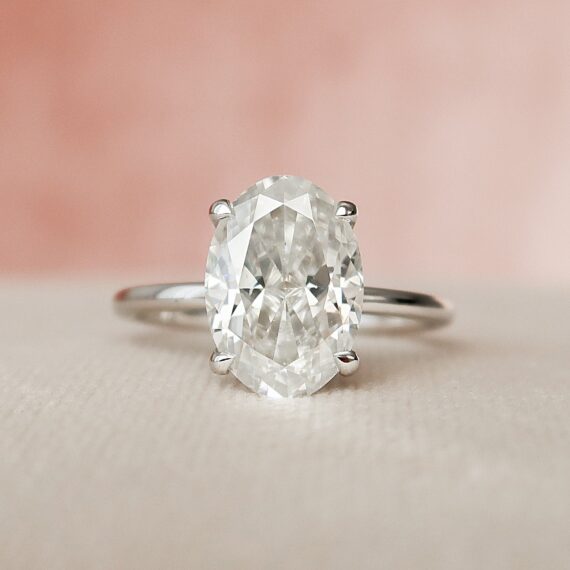 3.0 CT Oval Cut Hidden Halo Moissanite Engagement Ring