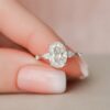 2.0CT Oval Cut Three Stones Moissanite Engagement Ring