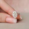 3.50CT Elongated Oval Cut Moissanite Hidden Halo Engagement Ring