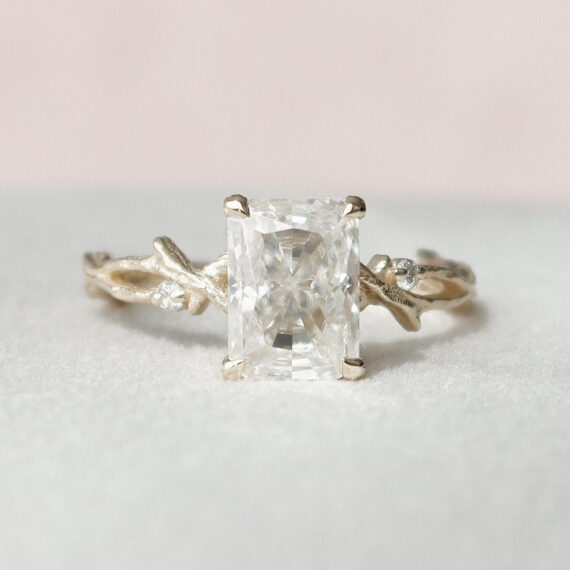 2.0 CT Radiant Cut Twig Moissanite Engagement Ring