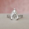 3.0CT Pear Cut Moissanite Diamond Pave Engagement Ring