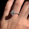 1.5 CT Pear Cut Hidden Halo 5 Prongs Moissanite Solitaire Engagement Ring in 18K White Gold