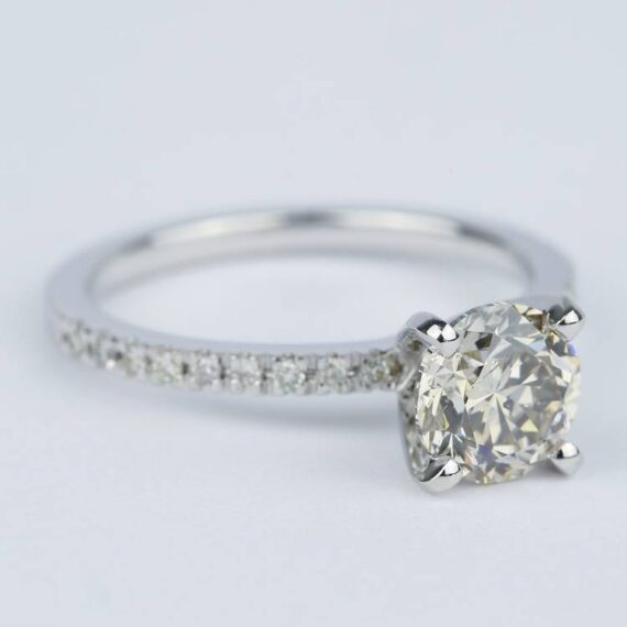 1.28 CT Round Brilliant Cut Solitaire Moissanite Pave Engagement Ring