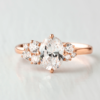 1.33 CT Oval Cut Unique Cluster Moissanite Engagement Ring in 14K Rose Gold