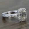 1.74CT Emerald-Cut Moissanite Unique Halo Engagement Ring