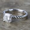 1.28 CT Cushion Cut Solitaire Moissanite Classic Roped Engagement Ring